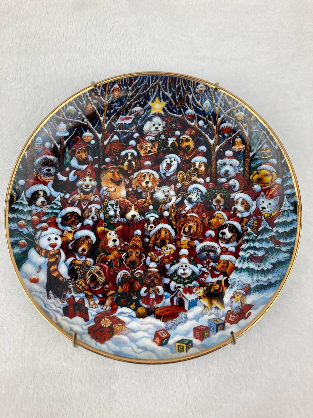 Franklin Mint Heirloom Santa Paws by Bill Bell Decorative Plate 8”